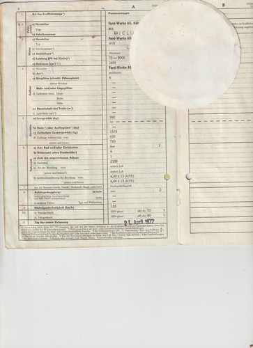 Ford capri 1700 - 1700, kfz-brief