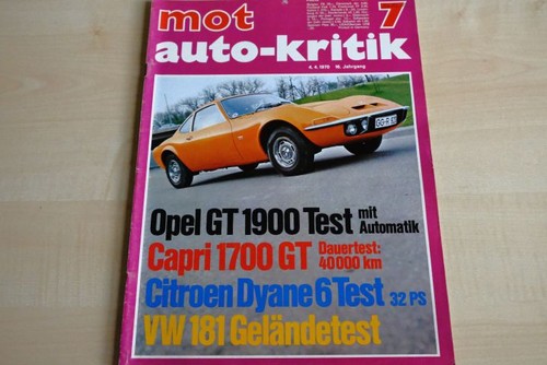 Mot 1970 opel gt 1900 - mot, 07/1970